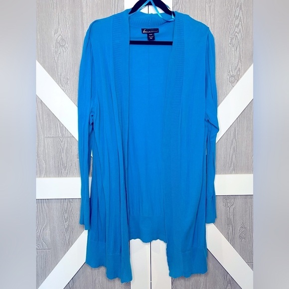 B15.18 Lane Bryant 100% Cotton Open Duster Cardigan Teal 22/24 - Picture 1 of 5